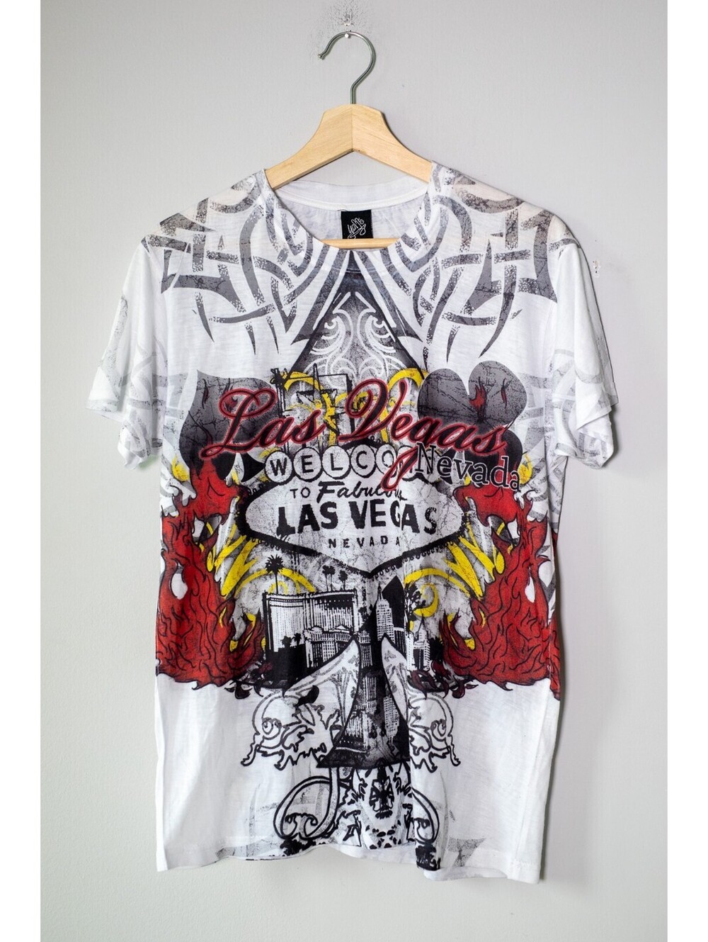 Las Vegas All Over Print T-Shirt - Men's Large Vintage Style